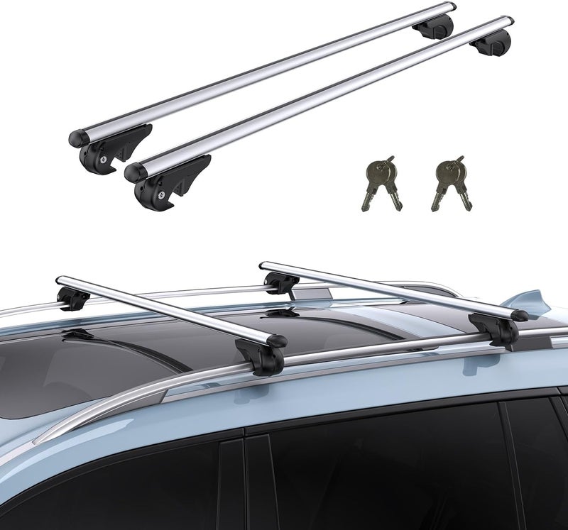 TANX Roof Rack Cross Bars with 4 Anti-Theft Locks | Heavy-Duty Universal Roof Rack (200lbs Capacity) | Universal Cross Bars That Fit Most Raised Side Rails Vehicles/SUVs (with Gap Design) - Image 1